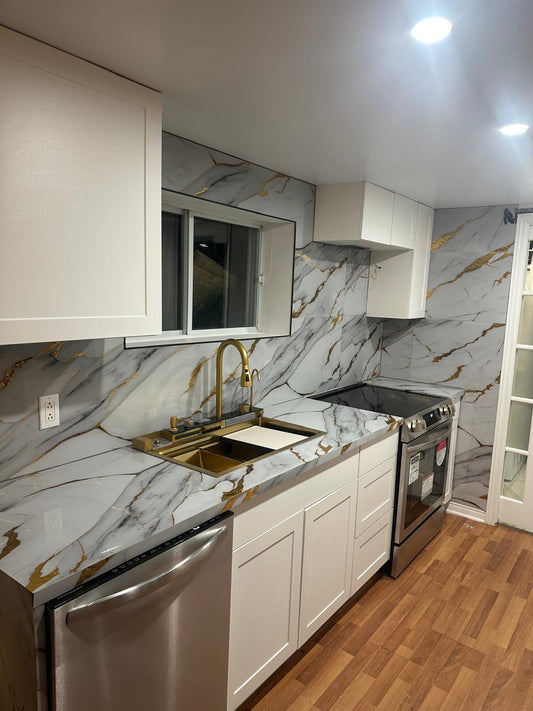 PVC UV Wall Panels, Gold Vein, 4x8 feet 3mm