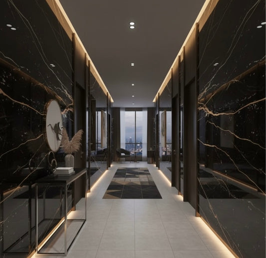 New | PVC UV Wall Panels, Black Gold Vein, 4x8 ft 3mm