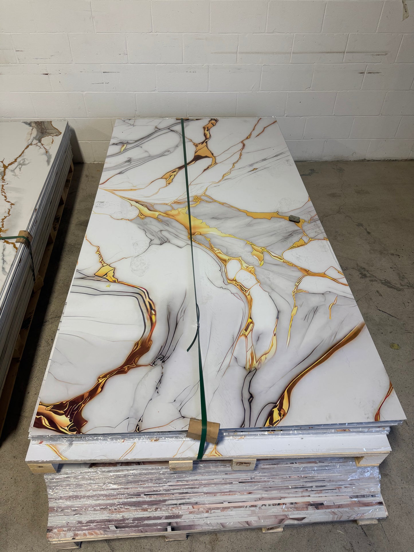 New | PVC UV Wall Panels, Gold Canvas, 4x8 feet 3mm