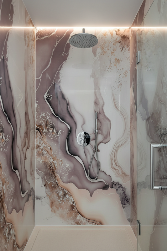 Panneau Mural UV en PVC effet marbre, Aurore Mauve , 4x8 pied 3mm | Panore - Panore