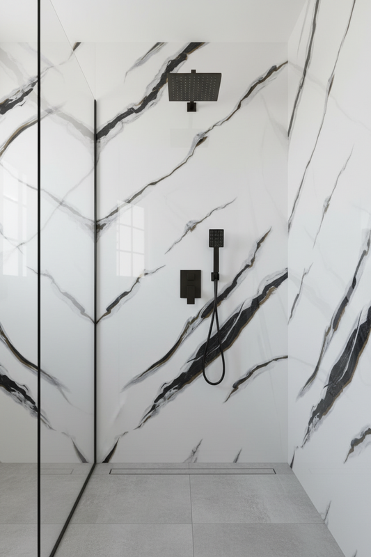 Panneau Mural UV en PVC effet marbre, Blanc bleuté , 4x8 pied 3mm | Panore - Panore