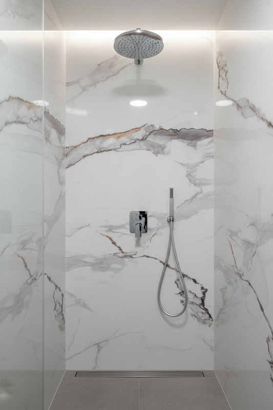 Panneau Mural UV en PVC effet marbre, Lin argenté , 4x8 pied 3mm | Panore - Panore