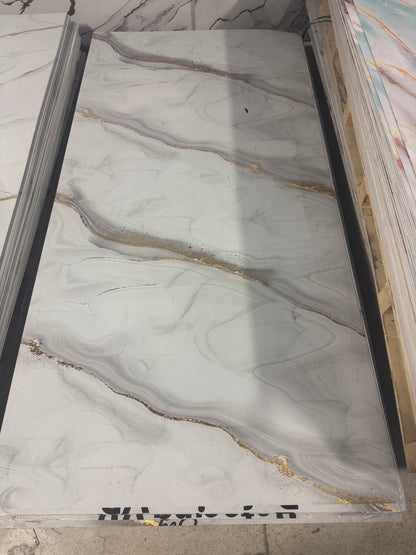 Nouveau | Panneaux Mural UV en PVC, Gris ligne dorée, 4x8 pied 3mm