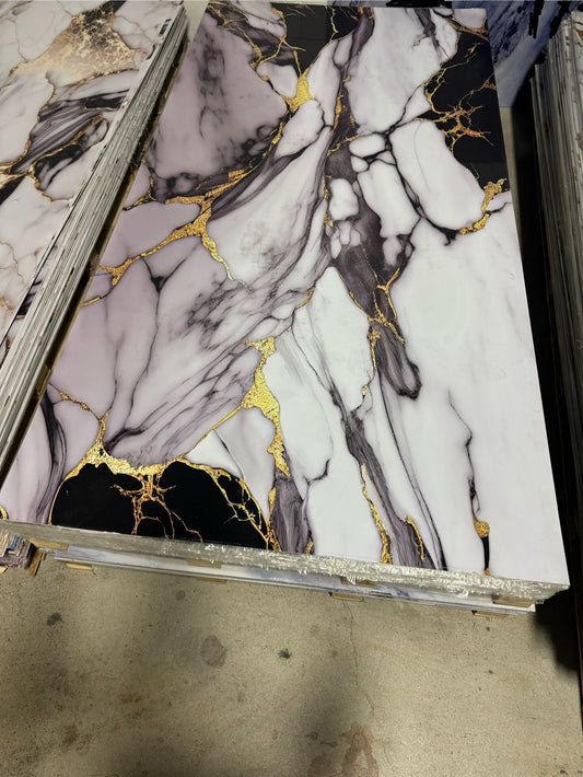 Nouveau | Panneaux Mural UV en PVC, Aurore d'or mauve , 4x8 pied 3mm