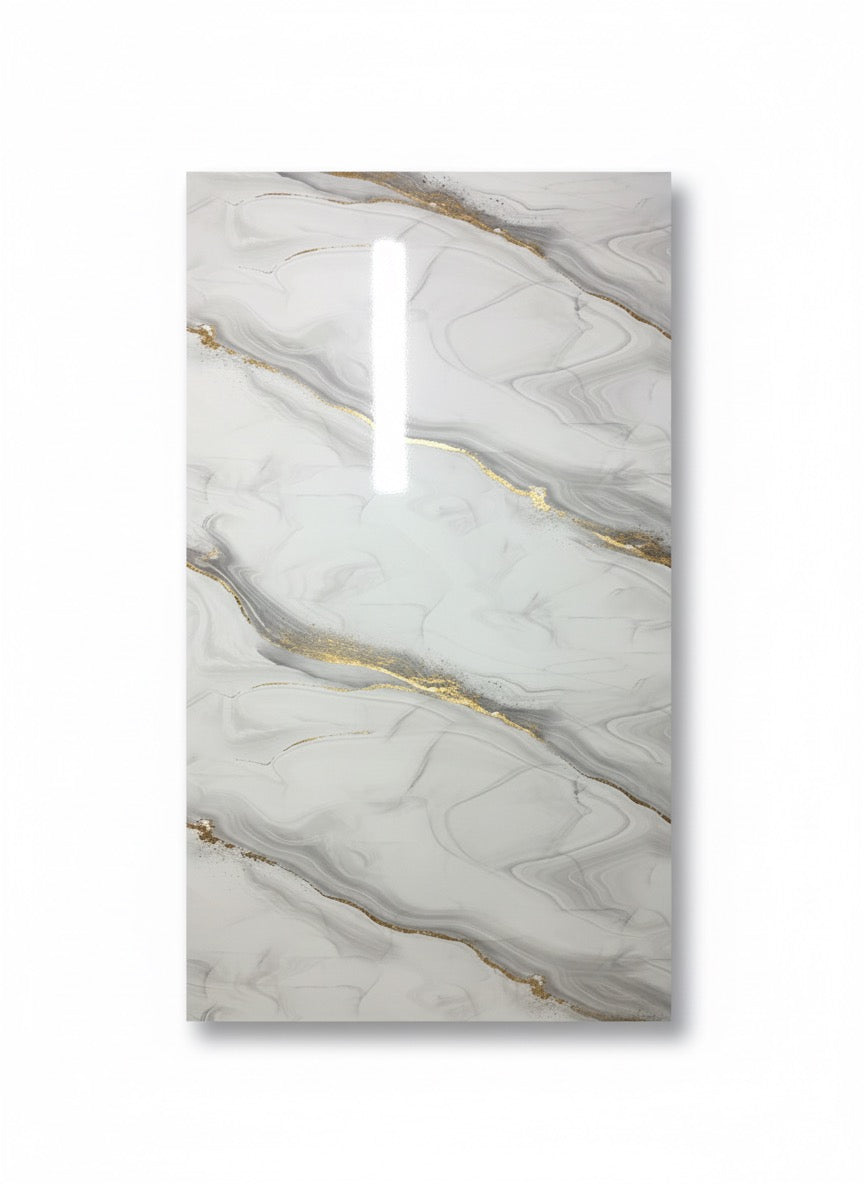 Nouveau | Panneaux Mural UV en PVC, Gris ligne dorée, 4x8 pied 3mm