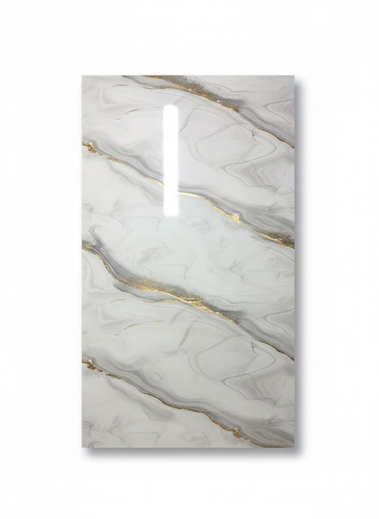 Nouveau | Panneaux Mural UV en PVC, Gris ligne dorée, 4x8 pied 3mm