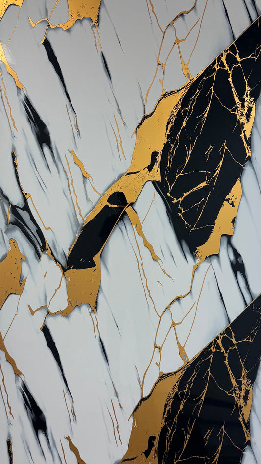 Panneaux Mural UV en PVC, Or noir , 4x8 pied 3mm