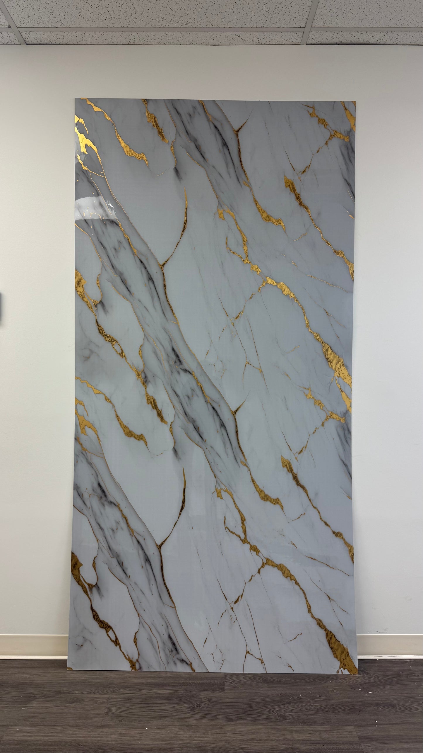 Panneaux Mural UV en PVC, Veine Doré , 4x8 pied 3mm