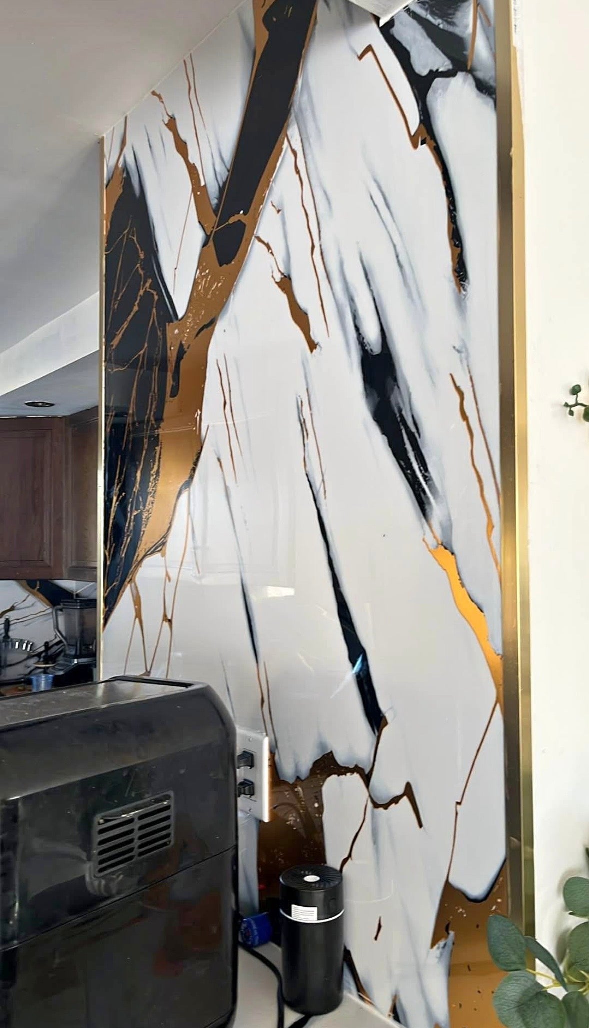 Panneaux Mural UV en PVC, Or noir , 4x8 pied 3mm