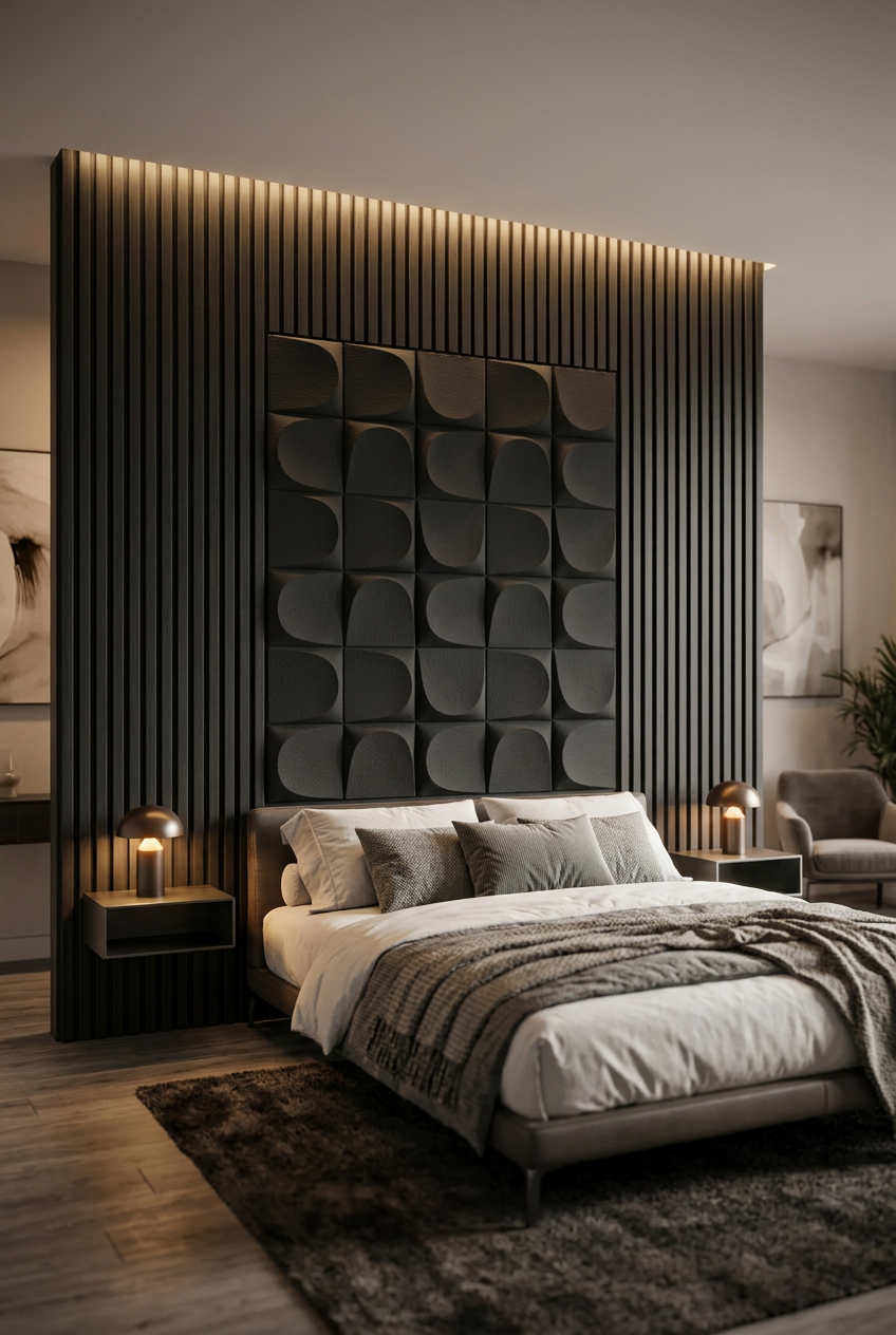 PU Faux Stone, Cascade Noir, 2×4 pieds 35mm (4 Panneaux/boite)