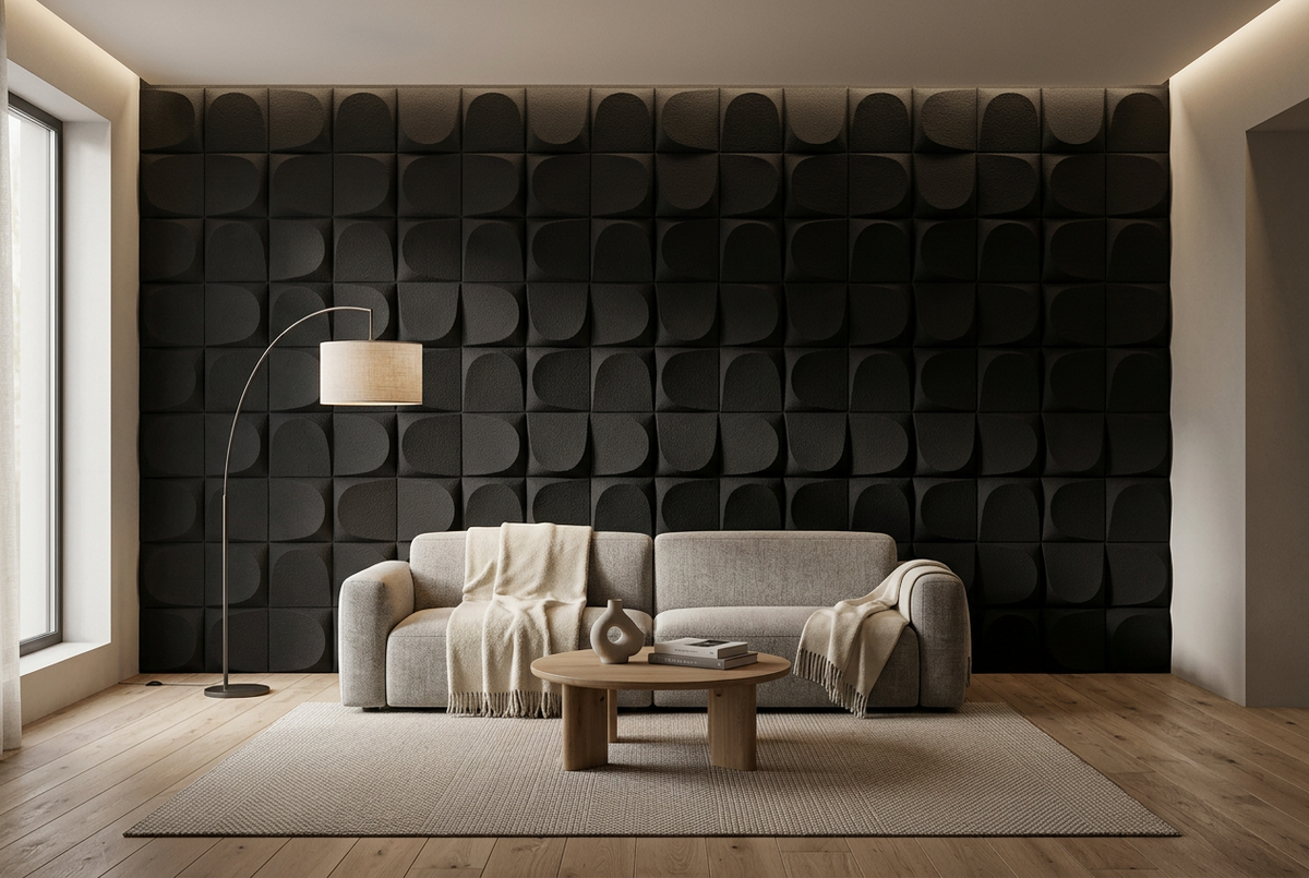 PU Faux Stone, Cascade Noir, 2×4 pieds 35mm (4 Panneaux/boite)