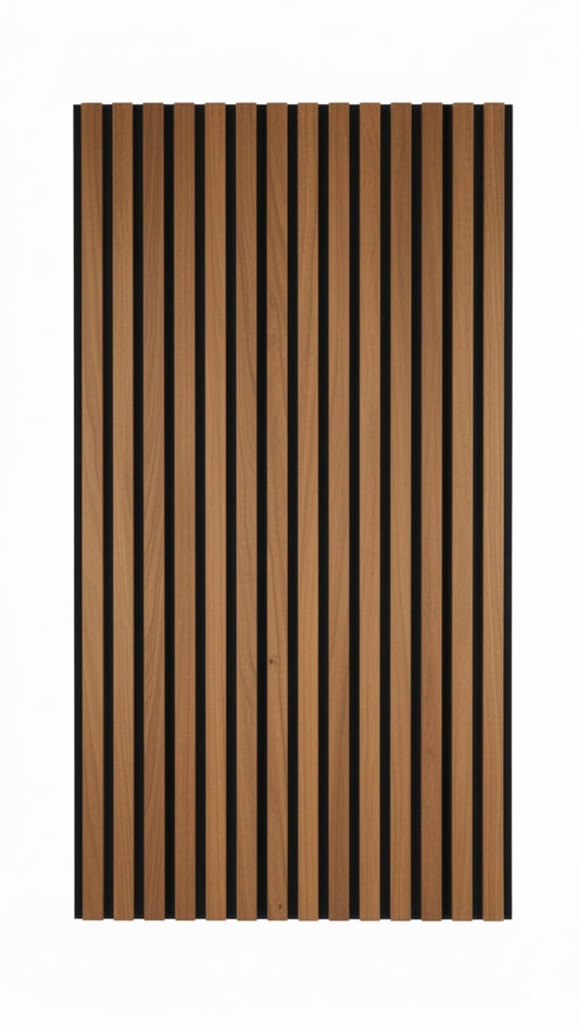 Dark Brown Wood Slat Acoustic Panels, 2x8 Feet 