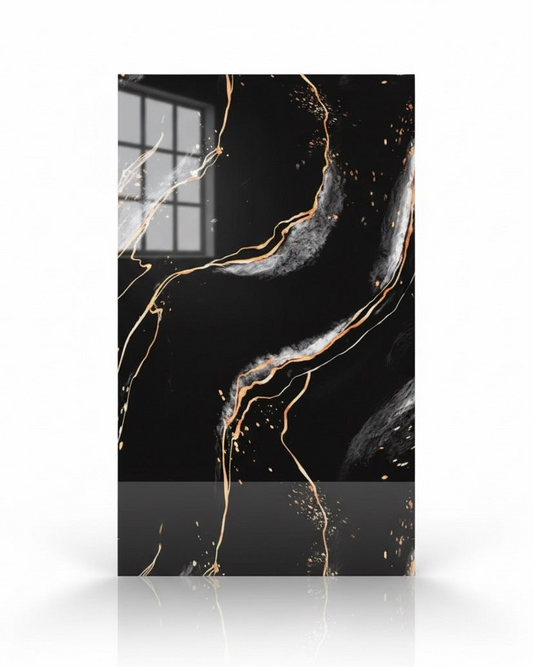 New | PVC UV Wall Panels, Black Gold Vein, 4x8 ft 3mm 