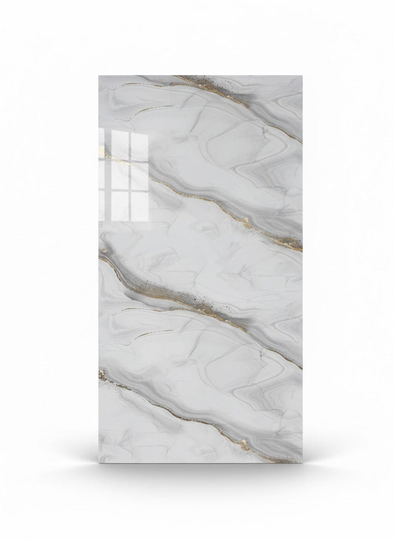 New | PVC UV Wall Panels, Grey Gold Line, 4x8 ft 3mm 