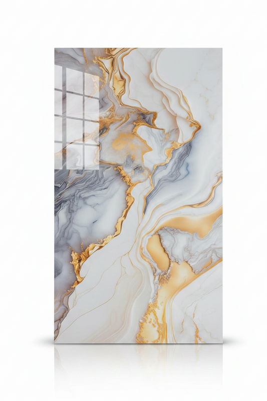 Panneau Mural UV en PVC effet marbre, Or aquatique , 4x8 pied 3mm