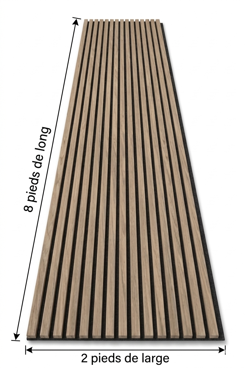 Panneau acoustique en latte de bois Noyer, 2x8 pied