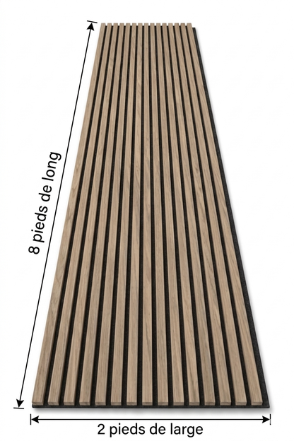 Panneau acoustique en latte de bois Noyer, 2x8 pied