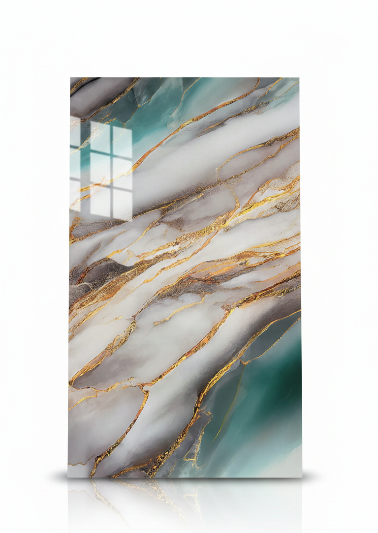 PVC UV Marble Effect Wall Panel, Ocean White, 4x8 feet 3mm