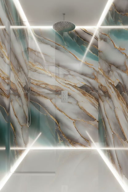 PVC UV Marble Effect Wall Panel, Ocean White, 4x8 feet 3mm