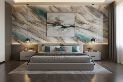 PVC UV Marble Effect Wall Panel, Ocean White, 4x8 feet 3mm