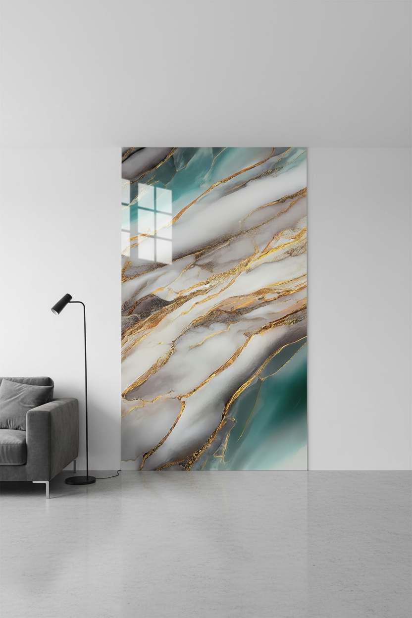 PVC UV Marble Effect Wall Panel, Ocean White, 4x8 feet 3mm