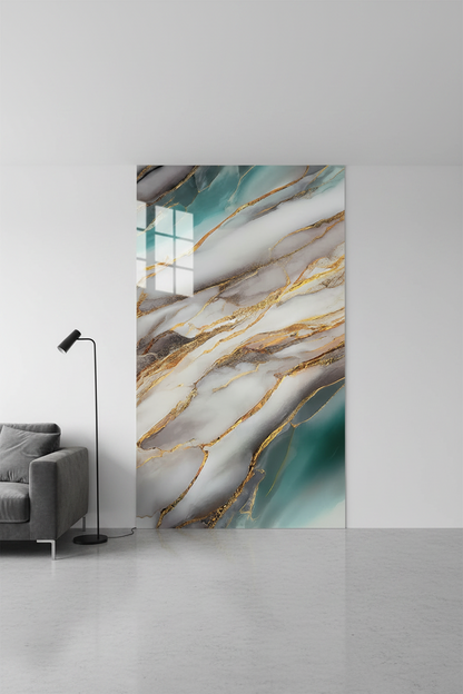 PVC UV Marble Effect Wall Panel, Ocean White, 4x8 feet 3mm