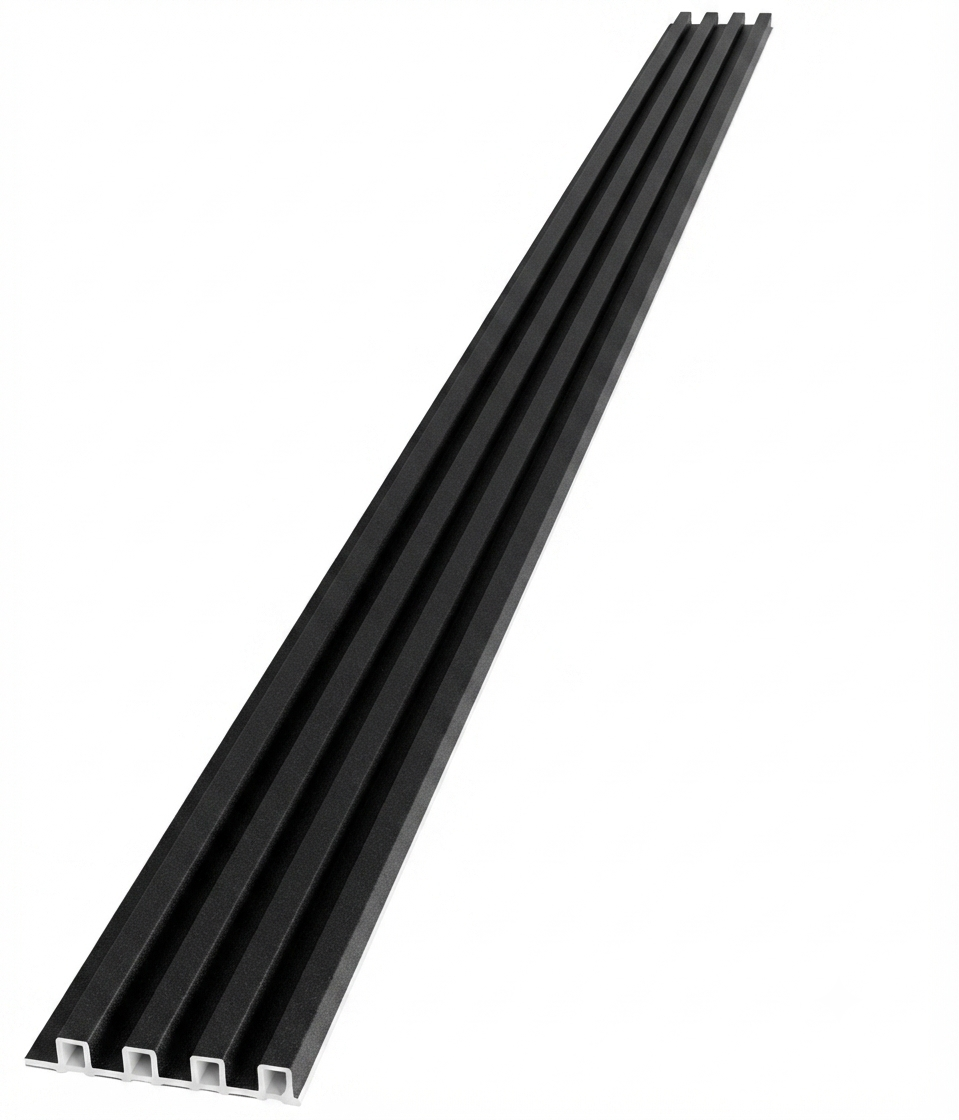 WPC Fluted Panels, Black, 0.5 x 9.5 ft x 24 mm (10 panels/box)
