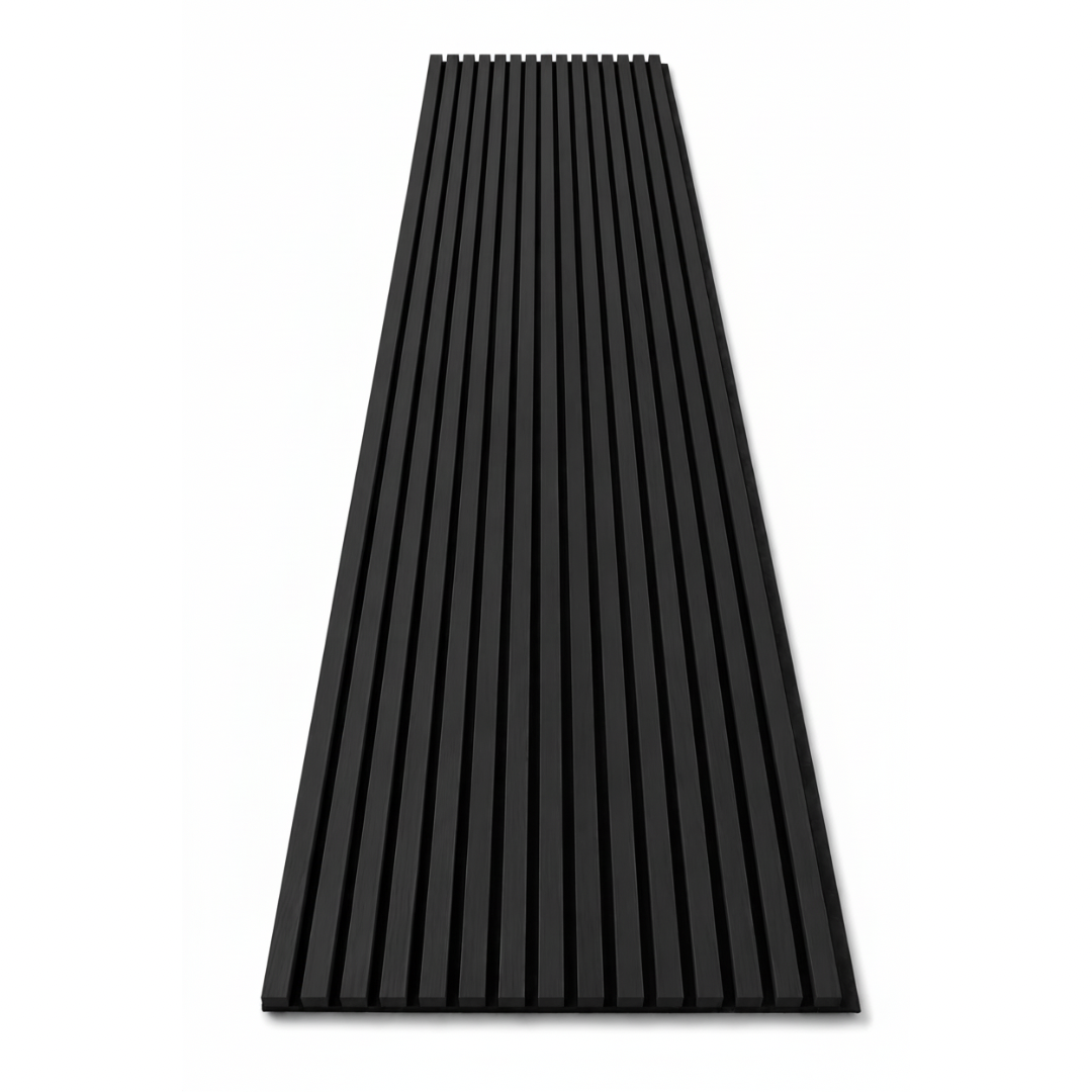 Panneau acoustique en latte de bois Noir, 2x8 pied