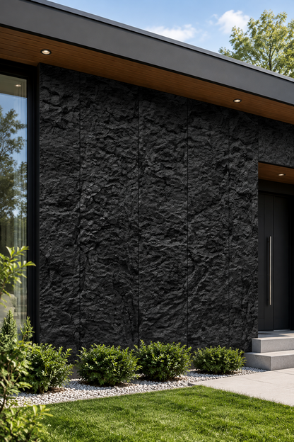 PU Faux Stone, Noir, 2×4 pieds 30mm (4 Panneaux/boite)