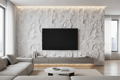 PU Faux Stone, White, 2×4 feet 30mm (4 Panels/box)