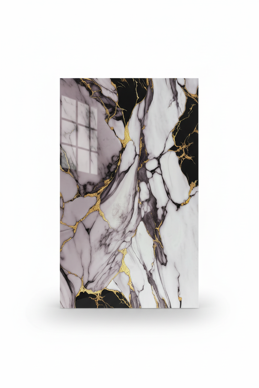 Panneau Mural UV en PVC effet marbre, Aurore d'or mauve , 4x8 pied 3mm | Panore - Panore