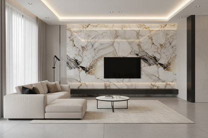 Panneau Mural UV en PVC effet marbre, Aurore dorée , 4x8 pied 3mm | Panore - Panore