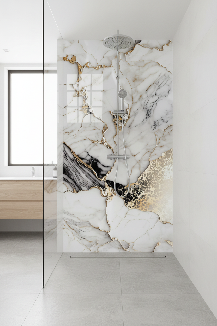 Panneau Mural UV en PVC effet marbre, Aurore dorée , 4x8 pied 3mm | Panore - Panore