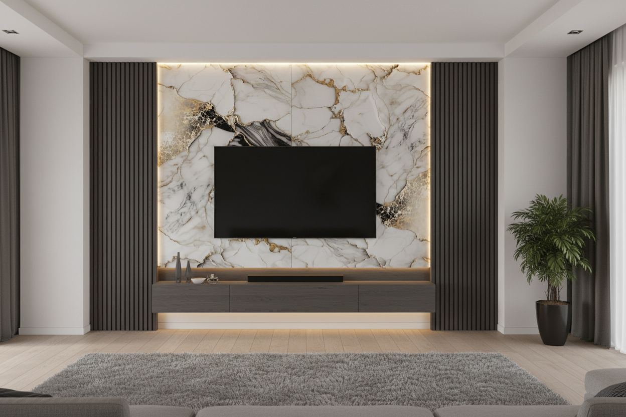 Panneau Mural UV en PVC effet marbre, Aurore dorée , 4x8 pied 3mm | Panore - Panore