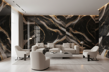 Panneau Mural UV en PVC effet marbre, Aurore noir , 4x8 pied 3mm | Panore - Panore
