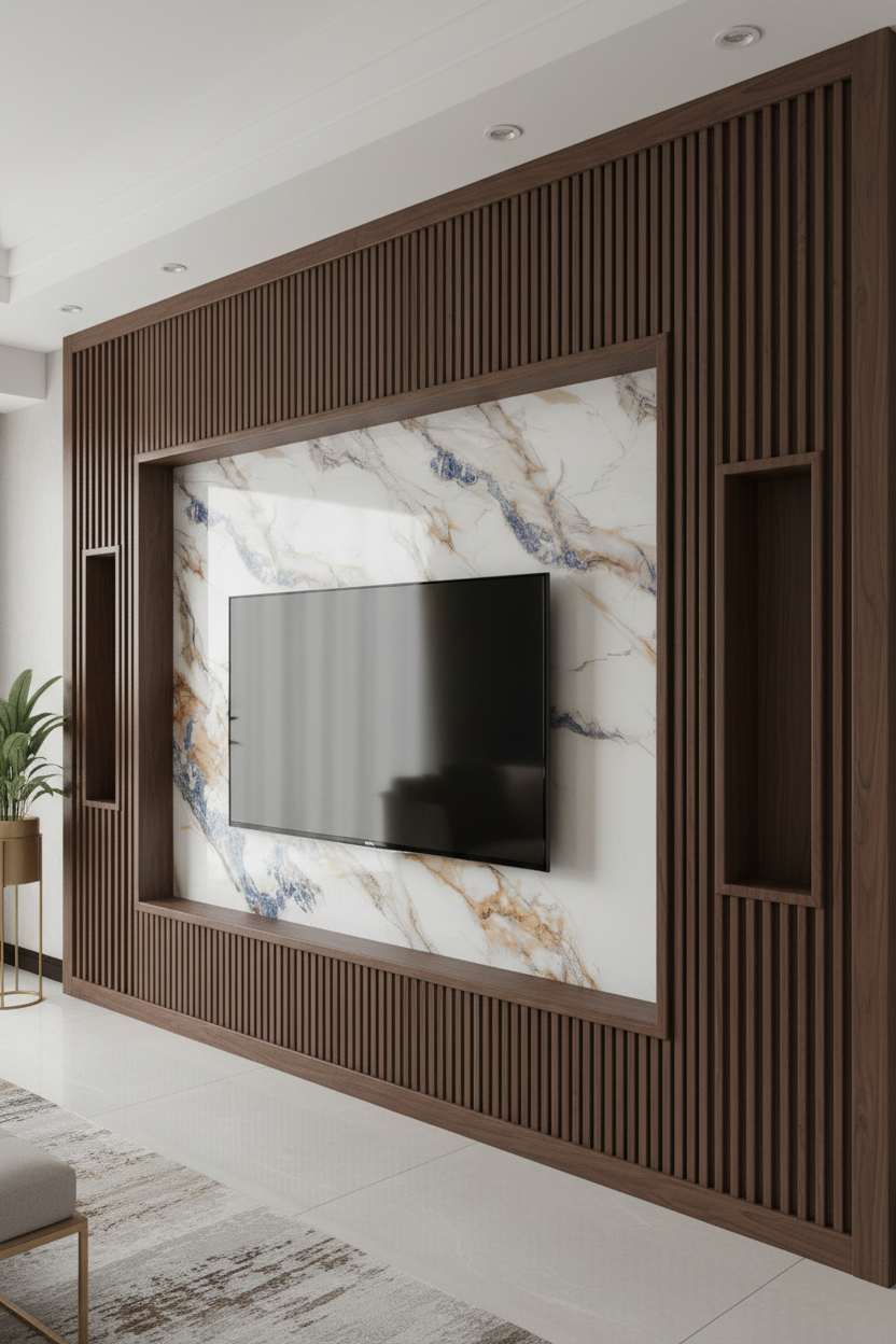 Panneau Mural UV en PVC effet marbre, Blanc bleu dorée , 4x8 pied 3mm - Panore