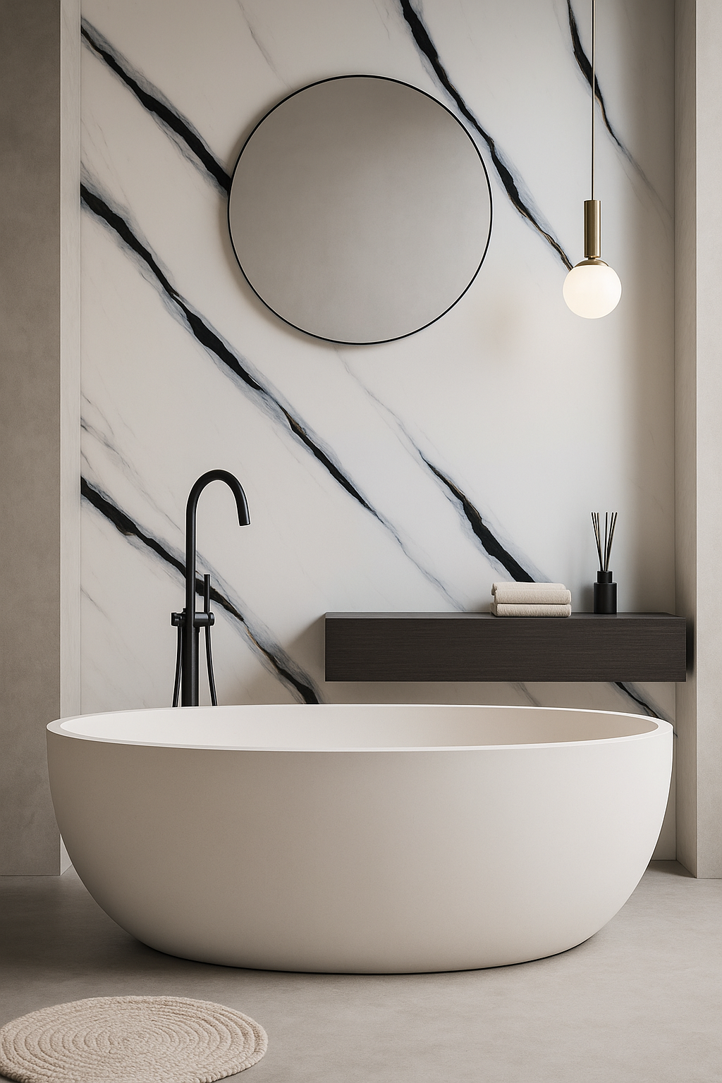 Panneau Mural UV en PVC effet marbre, Blanc bleuté , 4x8 pied 3mm | Panore - Panore