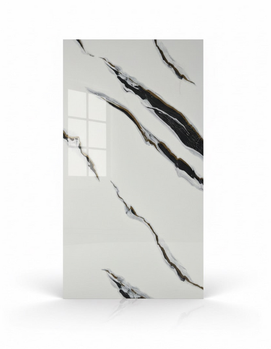 Panneau Mural UV en PVC effet marbre, Blanc bleuté , 4x8 pied 3mm | Panore - Panore