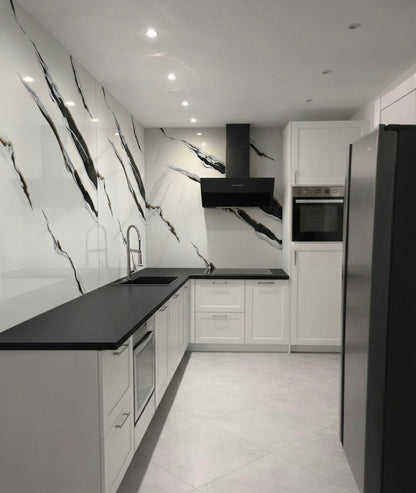 Panneau Mural UV en PVC effet marbre, Blanc bleuté , 4x8 pied 3mm | Panore - Panore