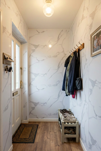 UV PVC Wall Marble Sheet, Soft White, 4x8 feet 3mm | Panore 