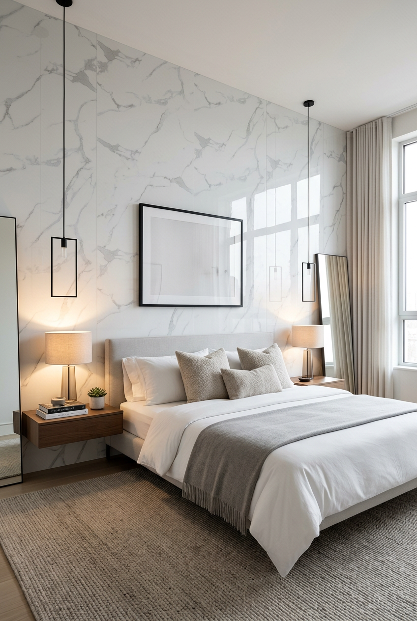 UV PVC Wall Marble Sheet, Soft White, 4x8 feet 3mm | Panore 