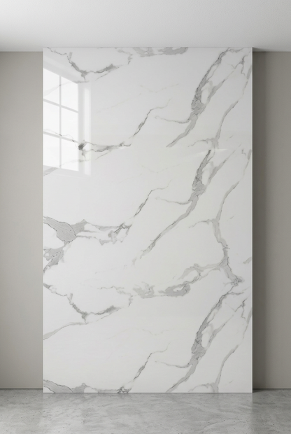UV PVC Wall Marble Sheet, Soft White, 4x8 feet 3mm | Panore 