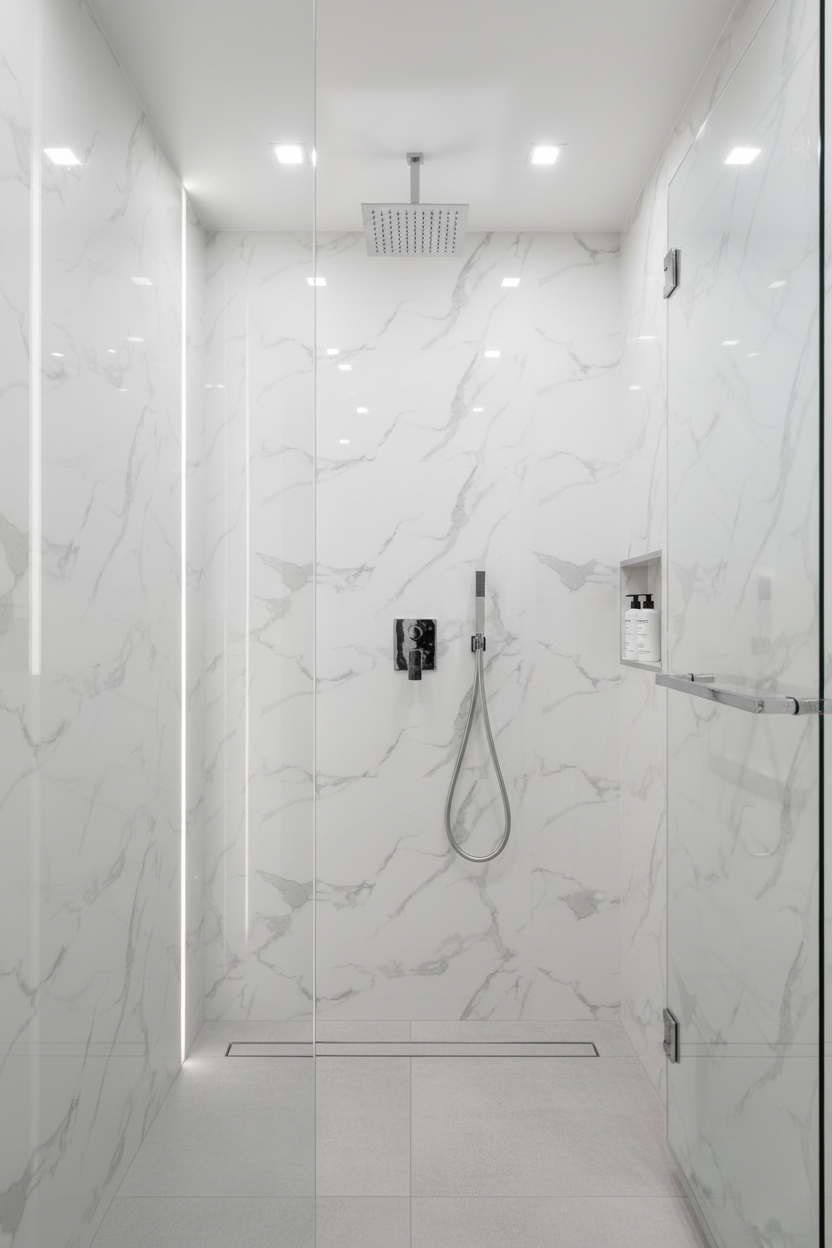 Panneau Mural UV en PVC effet marbre, Blanc doux, 4x8 pied 3mm | Panore - Panore