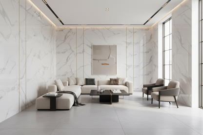 Panneau Mural UV en PVC effet marbre, Blanc doux, 4x8 pied 3mm | Panore - Panore