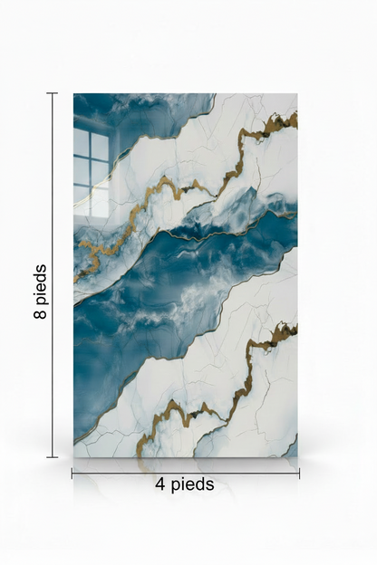 Panneau Mural UV en PVC effet marbre, Ciel nuagé dorée, 4x8 pied 3mm | Panore - Panore