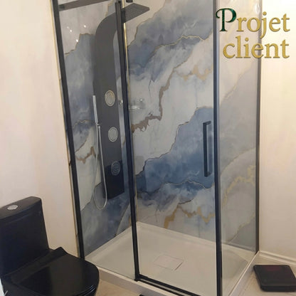 Panneau Mural UV en PVC effet marbre, Ciel nuagé dorée, 4x8 pied 3mm | Panore - Panore