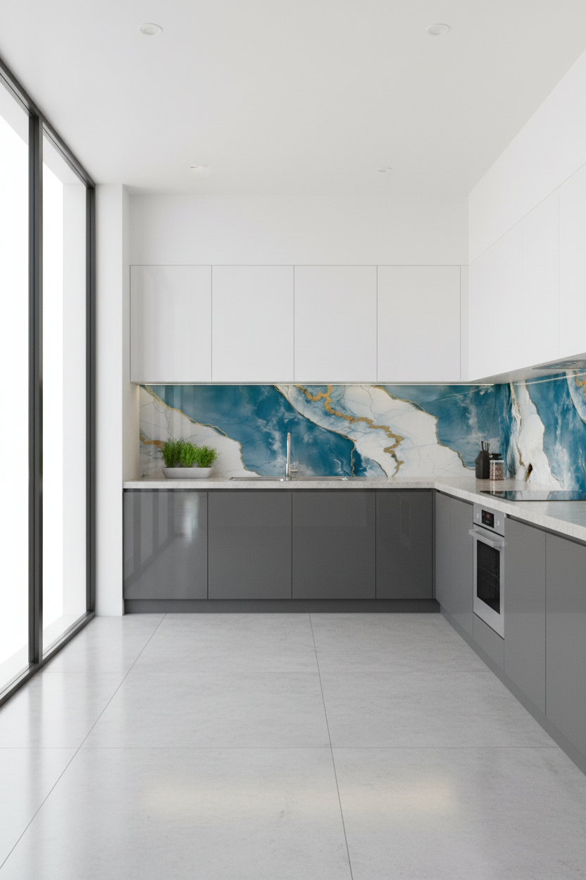 Panneau Mural UV en PVC effet marbre, Ciel nuagé dorée, 4x8 pied 3mm | Panore - Panore