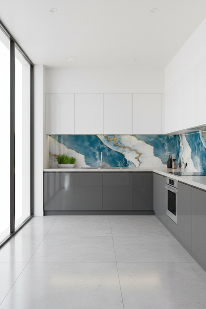 Panneau Mural UV en PVC effet marbre, Ciel nuagé dorée, 4x8 pied 3mm | Panore - Panore