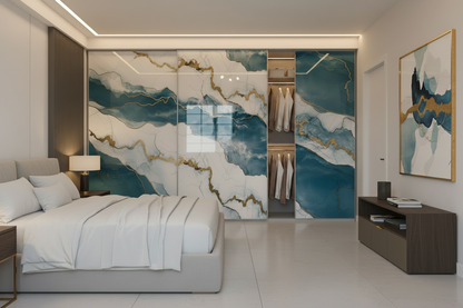 Panneau Mural UV en PVC effet marbre, Ciel nuagé dorée, 4x8 pied 3mm | Panore - Panore