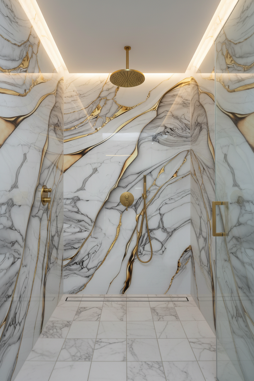 Panneau Mural UV en PVC effet marbre, Griffe d'or , 4x8 pied 3mm - Panore